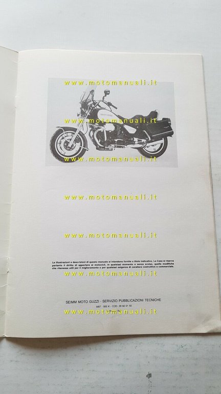 Moto Guzzi California III 1987 Varianti Manuale Officina 1000 SP-G5 …