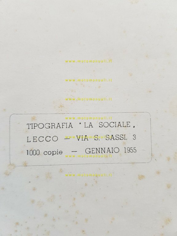 Moto Guzzi Cardellino 65 1955 catalogo ricambi ORIGINALE spare parts …