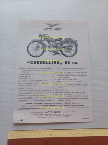 Moto Guzzi Cardellino 65 1956 depliant italiano originale