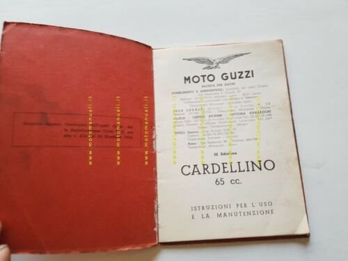 Moto Guzzi Cardellino 65 1956 manuale uso originale genuine owner's …