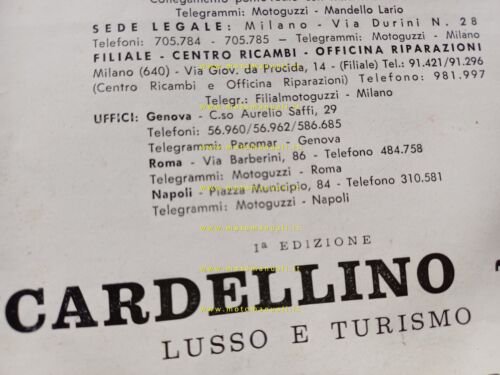 Moto Guzzi Cardellino 73 Lusso - Turismo 1957 manuale officina …