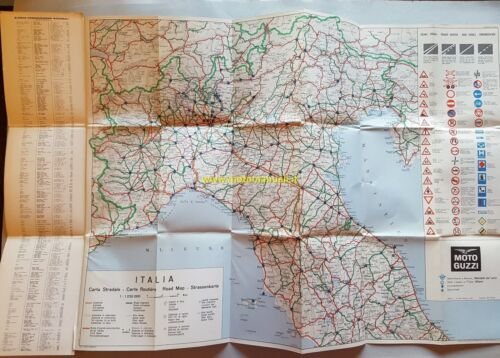 MOTO GUZZI Cartina Stradale Italia 1960 no depliant motorcycle brochure