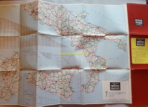 MOTO GUZZI Cartina Stradale Italia 1960 no depliant motorcycle brochure