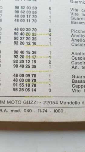 Moto Guzzi Chiù 50 1974 catalogo ricambi originale genuine spare …