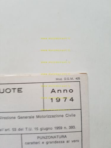 Moto Guzzi Chiù 50 1974 scheda omologazione DGM Facsimile originale