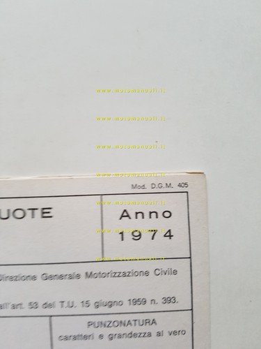 Moto Guzzi Chiù 50 1974 scheda omologazione DGM Facsimile originale