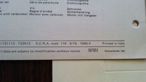Moto Guzzi Cross 50 1976 catalogo ricambi originale spare parts …