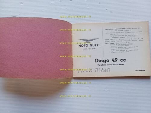 Moto Guzzi Dingo 49 Turismo - Sport 1965 manuale uso …
