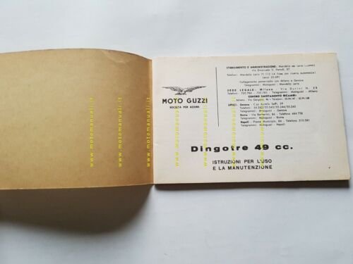 Moto Guzzi Dingotre 49 1965 manuale uso originale motocarro owner's …