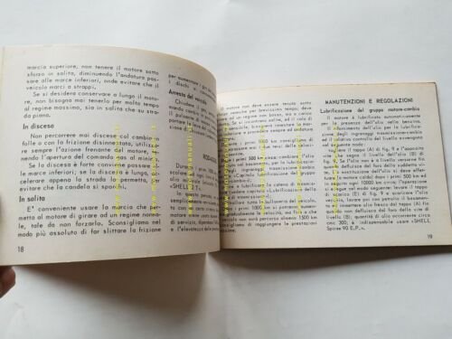 Moto Guzzi Dingotre 49 1965 manuale uso originale motocarro owner's …