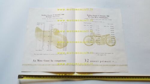 Moto Guzzi Elenco 32 Primati Mondiali 1950 depliant brochure catalogo …