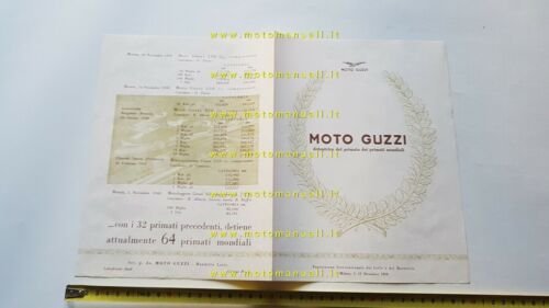 Moto Guzzi Elenco 32 Primati Mondiali 1950 depliant brochure catalogo …