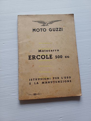 Moto Guzzi Ercole 500 1960 motocarro manuale uso manutenzione italiano …