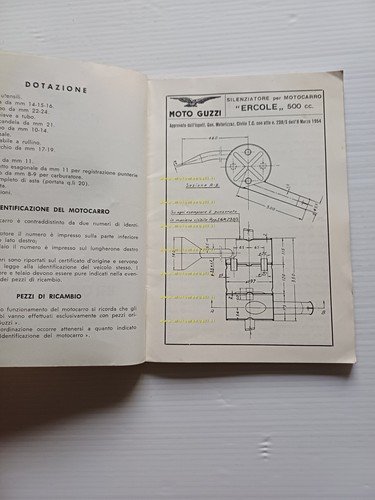 Moto Guzzi Ercole 500 1960 motocarro manuale uso manutenzione italiano …