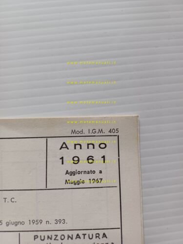 Moto Guzzi Ercole 500 1961-67 scheda omologazione DGM Facsimile originale