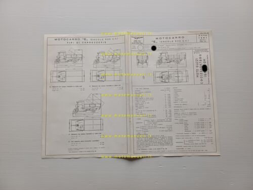 Moto Guzzi Ercole 500 1961-67 scheda omologazione DGM Facsimile originale