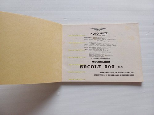 Moto Guzzi Ercole 500 1964 manuale officina originale workshop manual