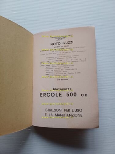 Moto Guzzi Ercole 500 1964 manuale uso manutenzione libretto originale