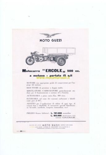 MOTO GUZZI Ercole 500 Motocarro 1955 depliant originale motorcycle brochure