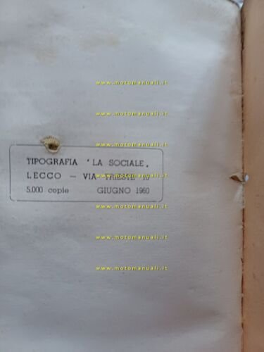 Moto Guzzi ERCOLINO 192 1960 manuale uso originale MOTOCARRO italiano