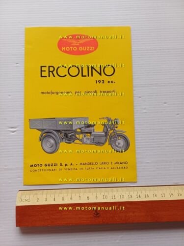 MOTO GUZZI Ercolino 192 Motocarro 1956 depliant originale italiano