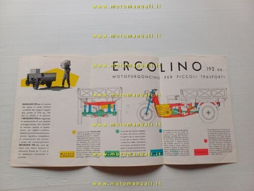 MOTO GUZZI Ercolino 192 Motocarro 1956 depliant originale italiano