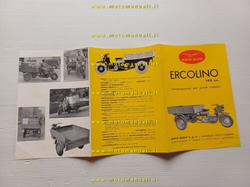 MOTO GUZZI Ercolino 192 Motocarro 1956 depliant originale italiano