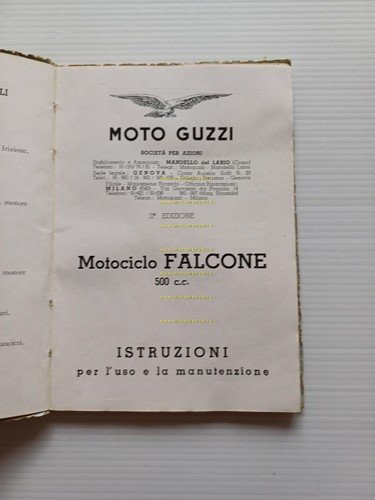 Moto Guzzi Falcone 500 1951 manuale uso manutenzione libretto originale