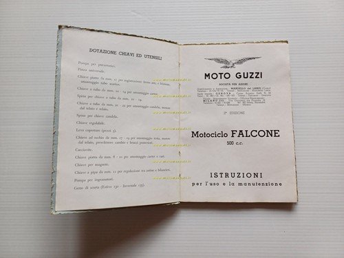 Moto Guzzi Falcone 500 1951 manuale uso manutenzione libretto originale
