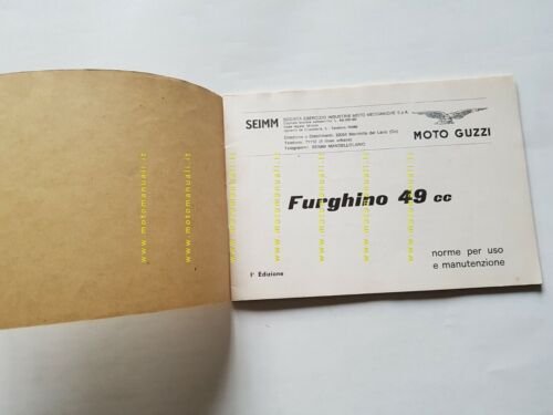 Moto Guzzi Furghino 49 1968 manuale uso originale motocarro owner's …