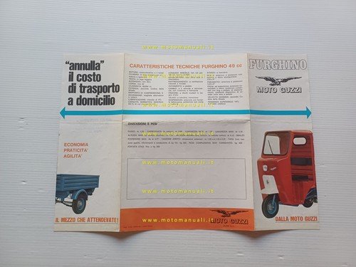 Moto Guzzi Furghino 49 motocarro depliant italiano originale