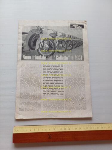 Moto Guzzi Galletto 160 1951 depliant ristampa prova Motociclismo originale