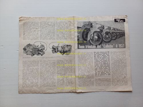 Moto Guzzi Galletto 160 1951 depliant ristampa prova Motociclismo originale
