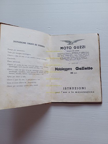 Moto Guzzi Galletto 160 1951 manuale uso manutenzione libretto ORIGINALE