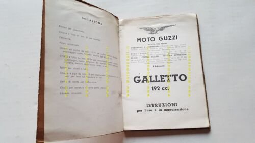Moto Guzzi Galletto 192 1954 manuale uso manutenzione libretto originale