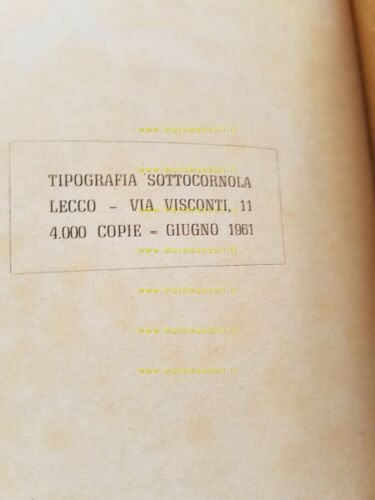 Moto Guzzi Galletto 192 Avviamento Elettrico 1961 manuale uso originale