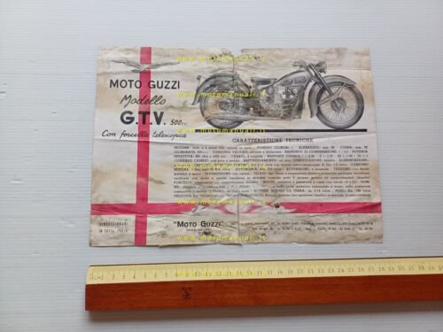 MOTO GUZZI GTV 500 1946 depliant ITALIANO originale