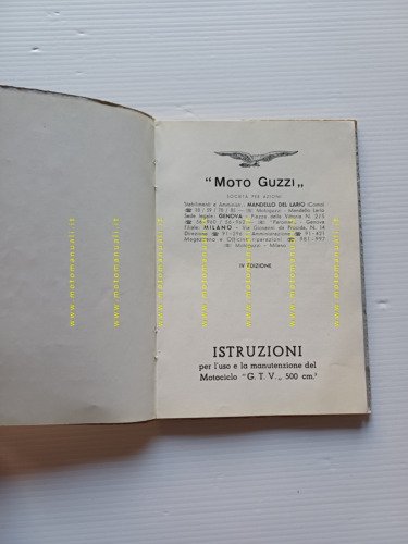 Moto Guzzi GTV 500 1949 manuale uso manutenzione libretto originale