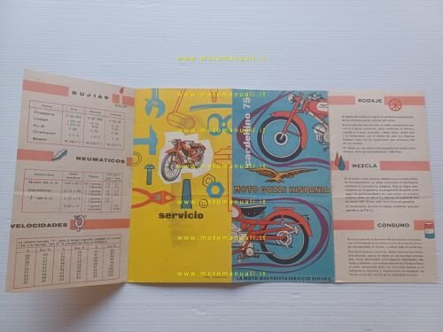 Moto Guzzi Hispania Cardellino 75 1958 depliant Spagnolo originale
