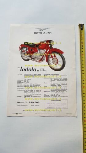 MOTO GUZZI Lodola 175 1956 depliant originale italiano brochure