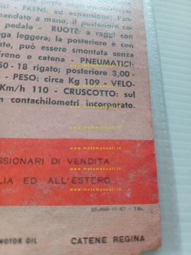 Moto Guzzi Lodola 175 1957 depliant ITALIANO originale