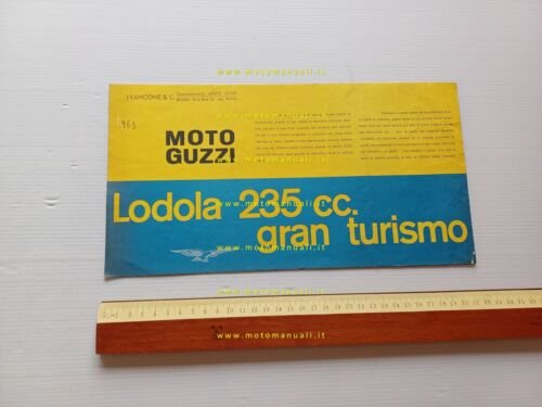 Moto Guzzi Lodola 235 Gran Turismo 1959 depliant ITALIANO originale