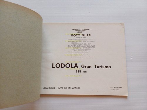 Moto Guzzi Lodola 235 Gran Turismo 1961 catalogo ricambi ORIGINALE …