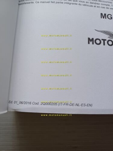 Moto Guzzi MGX-21 2016 manuale uso manutenzione originale