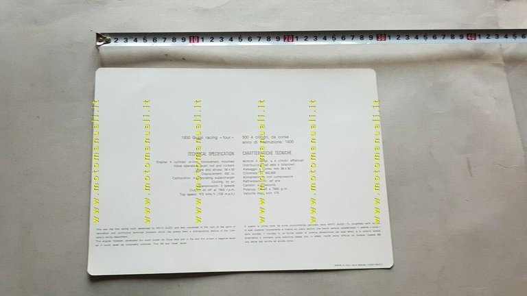 Moto Guzzi motore 500 4C 1930 Compressore scheda tecnica depliant …