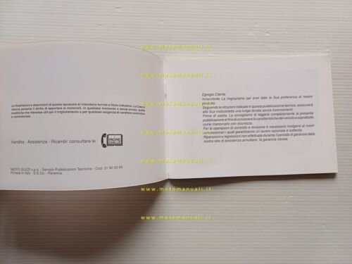 Moto Guzzi Nevada 750 manuale uso manutenzione originale