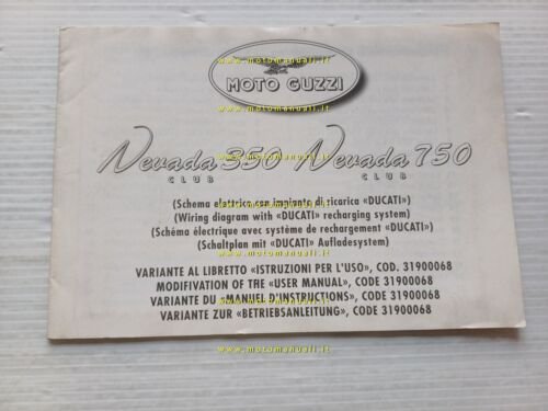 Moto Guzzi Nevada Club 350-750 AGGIORNAMENTO manuale uso manutenzione originale