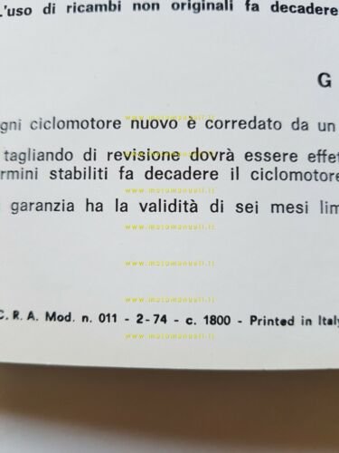 Moto Guzzi Nibbio 50 1974 manuale uso originale owner's manual