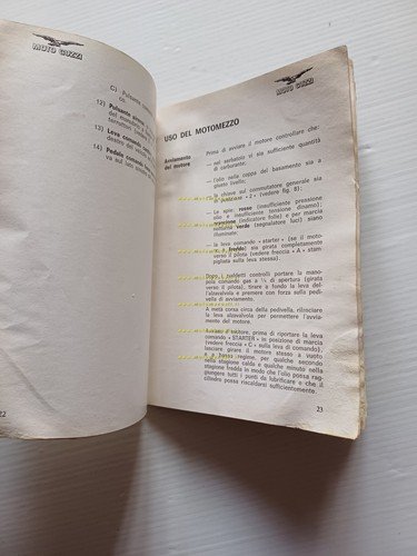 Moto Guzzi Nuovo Falcone 500 Militare 1970 manuale uso manutenzione …