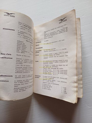 Moto Guzzi Nuovo Falcone 500 Militare 1970 manuale uso manutenzione …